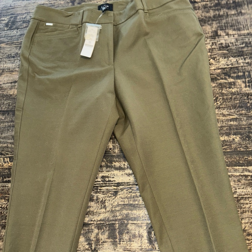WHITE HOUSE BLACK MARKET Army Green Pants Petite 14 NWT